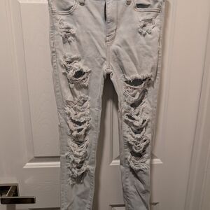 American Eagle Outfitters Light Wash Distressed Skinny Jeans